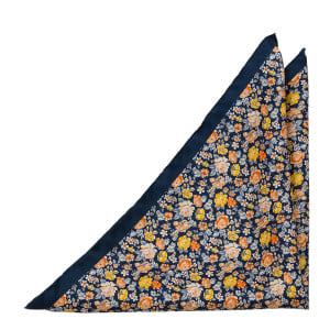 VIVIDIUM Navy/yellow lommetørkle