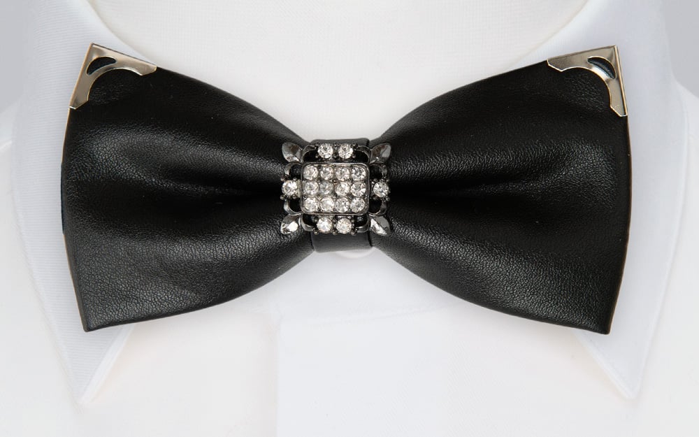 DIAMOND STUDDED BLACK knyttet sløyfe