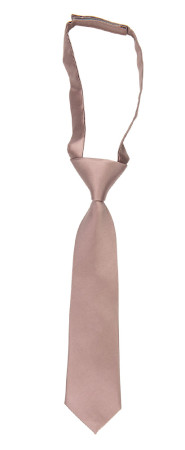 Satin Rose Taupe barneslips liten ferdigknyttet